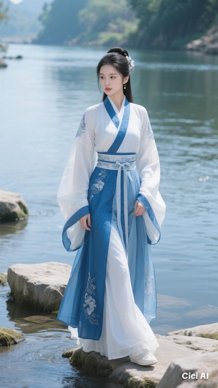 Blue White Ethereal Maxi Dress